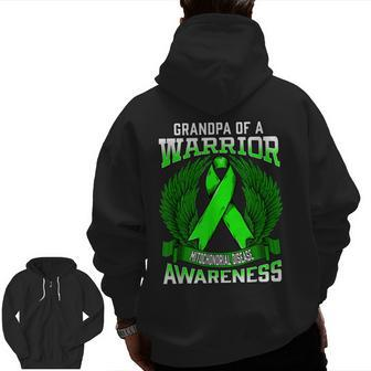 Mitochondrial Disease Awareness Grandpa Support Ribbon Zip Up Hoodie Back Print | Mazezy