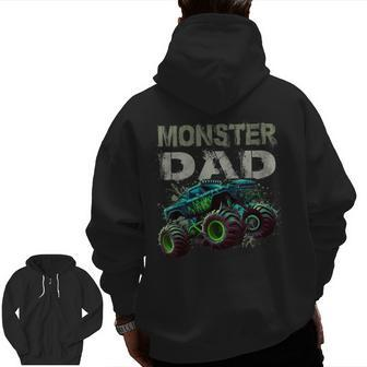 Monster Truck Dad Family Matching Monster Truck Lovers Zip Up Hoodie Back Print | Mazezy