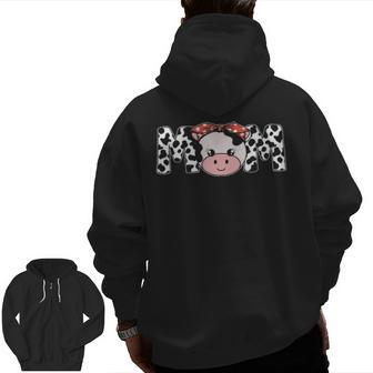 Mother Cow Mom Farming Birthday Matching Zip Up Hoodie Back Print | Mazezy
