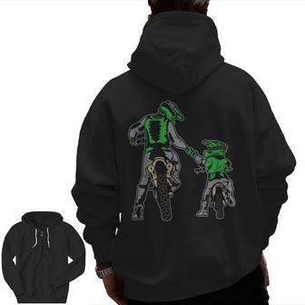 Motocross Father & Son Dirtbike Riders Motorcycle Bike Zip Up Hoodie Back Print | Mazezy