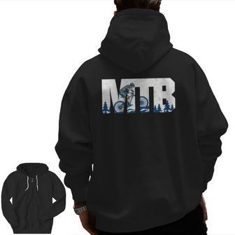 Mtb Mountain Bike Biker For Men Father's Day Dad Zip Up Hoodie Back Print | Mazezy
