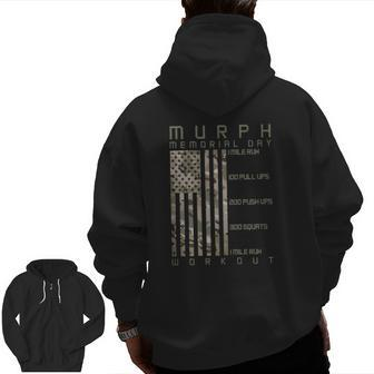 Murph Memorial Day Workout Wod Cam Multi Camo Flag Vertical Zip Up Hoodie Back Print | Mazezy