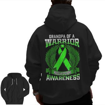 Muscular Dystrophy Awareness Grandpa Support Ribbon Zip Up Hoodie Back Print | Mazezy