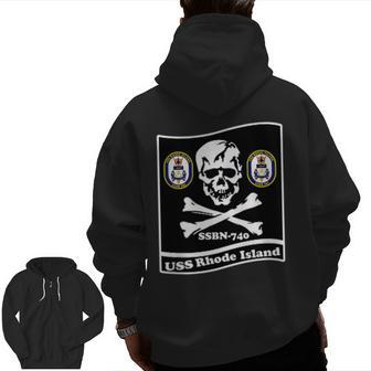 Navy Submarine Uss Rhode Island Ssbn740 Skull Flag Zip Up Hoodie Back Print | Mazezy DE