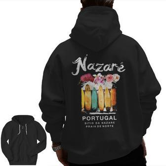 Nazare Portugal Surfing Vintage Zip Up Hoodie Back Print | Mazezy