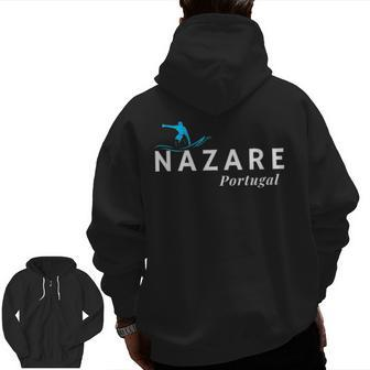 Nazare Portugal Wave Surf Surfing Surfer Zip Up Hoodie Back Print | Mazezy