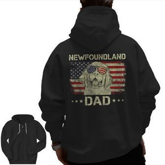 Newfoundland Dad Dog Lovers American Flag 4Th Of July Zip Up Hoodie Back Print | Mazezy