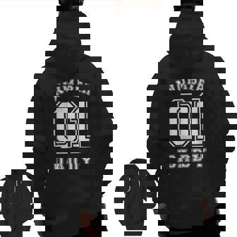 Number 1 Dad Jersey Style For Father's Day Zip Up Hoodie Back Print | Mazezy