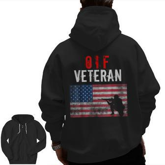 Oif Veteran American Flag Us Army Us Navy Us Air Force Zip Up Hoodie Back Print | Mazezy