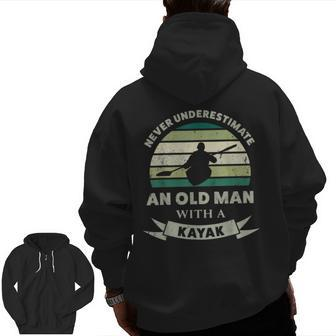 Old Man With A Kayak Dad Zip Up Hoodie Back Print | Mazezy
