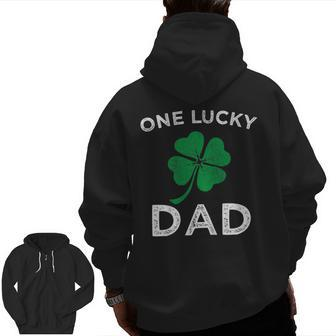 One Lucky Dad St Patricks Day Retro Father Zip Up Hoodie Back Print | Mazezy