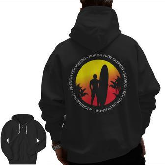 Pacific Ocean Surf South Surfer Zip Up Hoodie Back Print | Mazezy