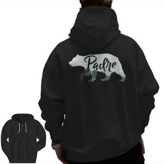Padre Bear For Dad Family Holiday Zip Up Hoodie Back Print | Mazezy