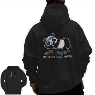 Panda Workout Gym My Everything Hurts Zip Up Hoodie Back Print | Mazezy