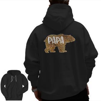 Papa Bear Cheetah Leopard Print Dad Father Premium Zip Up Hoodie Back Print | Mazezy