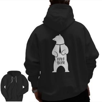 Papa Bear Father's Day Best For Papa Zip Up Hoodie Back Print | Mazezy