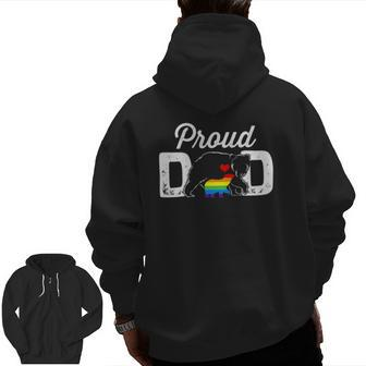 Papa Bear Proud Dad Daddy Rainbow Lgbt Pride Father's Day Zip Up Hoodie Back Print | Mazezy