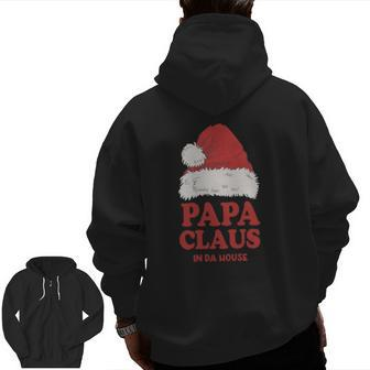 Papa Claus Christmas Dad Santa Family Matching Pajamas Xmas Zip Up Hoodie Back Print | Mazezy