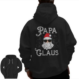 Papa Claus Matching Family Christmas Outfit Xmas Photo Zip Up Hoodie Back Print | Mazezy