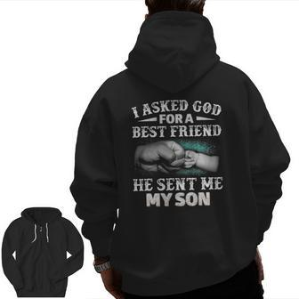 Papa Father Son Matching Quote For Dad Zip Up Hoodie Back Print | Mazezy