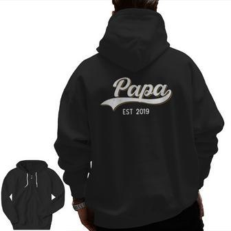 Papa Est 2019 Soon To Be Grandpa To Be Announcement Zip Up Hoodie Back Print | Mazezy UK