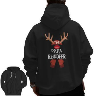 The Papa Reindeer Family Matching Group Christmas Zip Up Hoodie Back Print | Mazezy