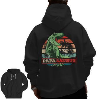 Papa Saurus T Rex Dinosaur Men Daddysaurus Family Matching Zip Up Hoodie Back Print | Mazezy