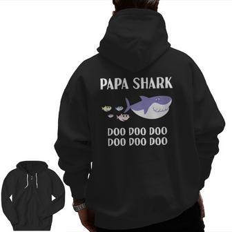 Papa Shark Doo Doo Grandpa Men Christmas Father's Day Zip Up Hoodie Back Print | Mazezy