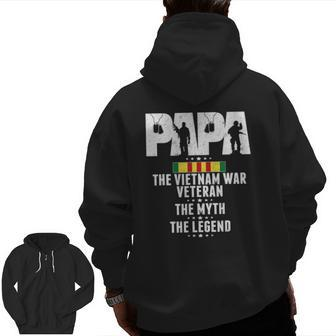 Papa Vietnam Veteran The Myth The Legend Zip Up Hoodie Back Print | Mazezy