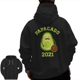 Papacado 2021 For New Dad Baby Annoucement Zip Up Hoodie Back Print | Mazezy