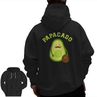 Papacado For New Dad Or Daddy Announcement Zip Up Hoodie Back Print | Mazezy CA