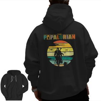 The Papalorian Dadalorian Father's Day Costume Vintage Tee Zip Up Hoodie Back Print | Mazezy