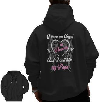 My Papa's Wings Cover My Heart In Memory Of My Papa Zip Up Hoodie Back Print | Mazezy