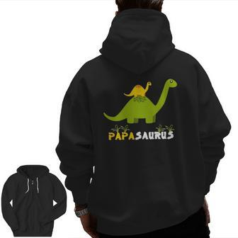 Papasaurus Dinosaur Dad Papa Saurus Father's Day Zip Up Hoodie Back Print | Mazezy UK