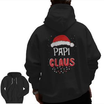 Papi Claus Christmas Santa Hat Family Matching Pajama Zip Up Hoodie Back Print | Mazezy AU