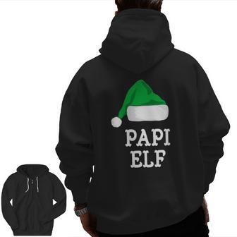 Papi Elf Christmas Matching Family Group Xmas Zip Up Hoodie Back Print | Mazezy