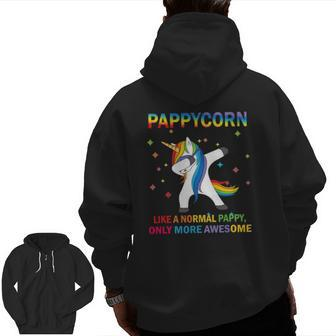 Pappycorn Dabbing Unicorn Pappy Zip Up Hoodie Back Print | Mazezy