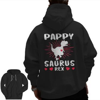 Pappysaurus Pappy Saurus Rex Dinosaur Heart Love Zip Up Hoodie Back Print | Mazezy