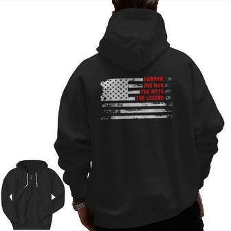 Pawpaw The Man Myth Legend American Usa Flag Father’S Day Zip Up Hoodie Back Print | Mazezy