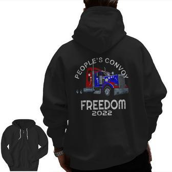 People’S Convoy Freedom 2022 Support Truckers Zip Up Hoodie Back Print | Mazezy