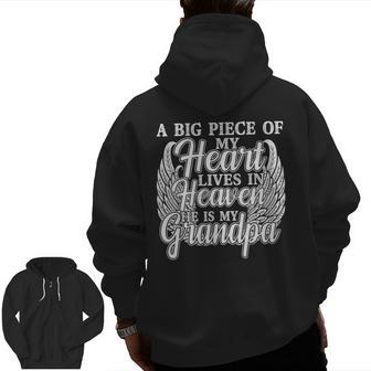A Piece Of My Heart Is In Heaven In Memory Of My Grandpa Zip Up Hoodie Back Print | Mazezy