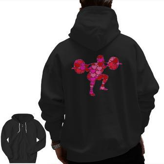 Pink Red Heart Valentine's Day For Weight Lifter Gym Zip Up Hoodie Back Print | Mazezy UK