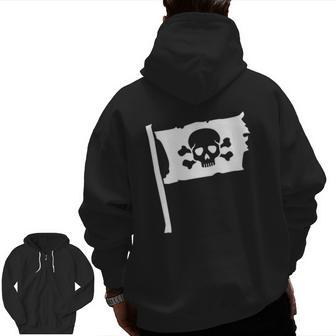 Pirate Flag Skull Crossed Bone Halloween Costume Zip Up Hoodie Back Print | Mazezy
