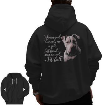 Pitbull Best Friend Dog Zip Up Hoodie Back Print | Mazezy