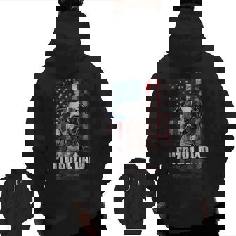 Pitbull Dad Men Proud American Flag Pull Dog Zip Up Hoodie Back Print | Mazezy