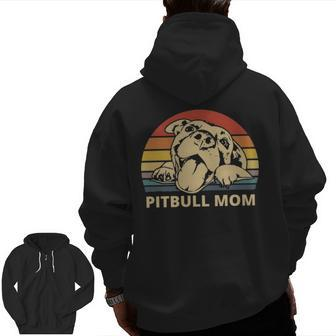 Pitbull Mom With Cute Pitty Face Pitbull Mom Zip Up Hoodie Back Print | Mazezy