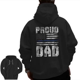 Police Officer Father's Day Us Pride Police Zip Up Hoodie Back Print | Mazezy