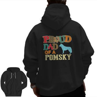 Pomsky Proud Pomsky Dad Zip Up Hoodie Back Print | Mazezy