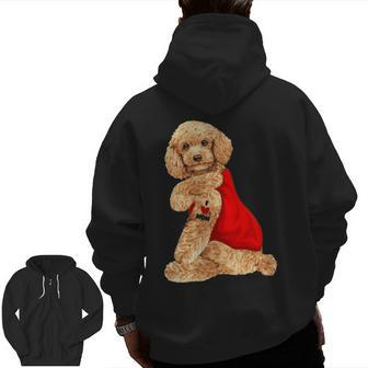 Poodle Dog I Love Mom Tattoo Lover Zip Up Hoodie Back Print | Mazezy