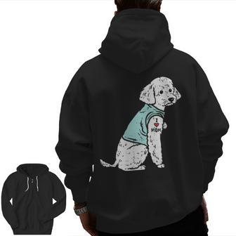 Poodle I Love Mom Tattoo Cute Pet Dog Owner Lover Zip Up Hoodie Back Print | Mazezy